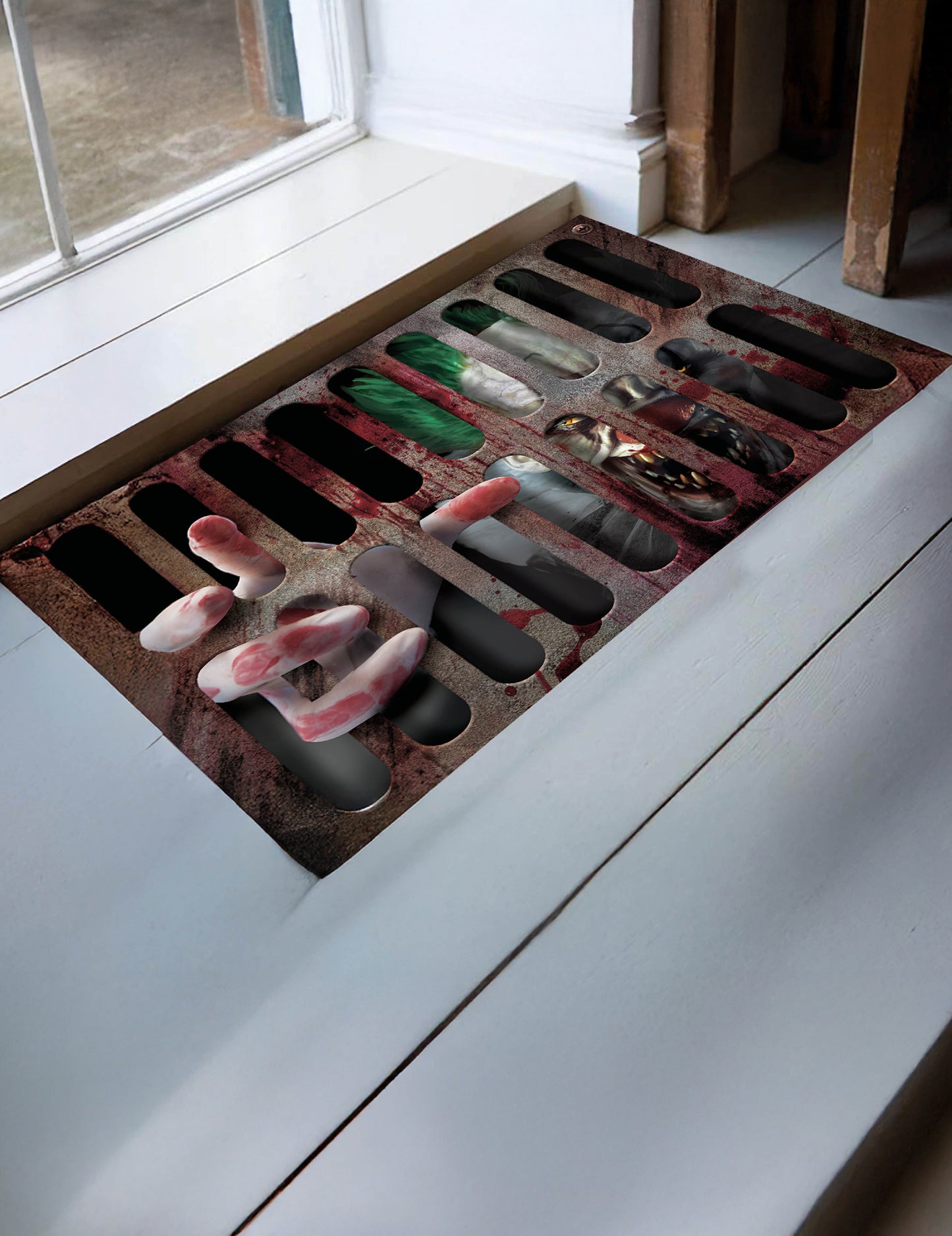 Otirač za vrata s ubojitim klaunom 60 x 40 cm