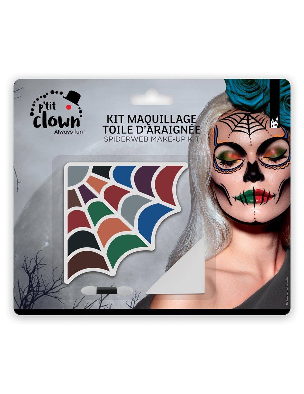 Palette maquillage toile d'araignée Halloween pour adulte multicolore