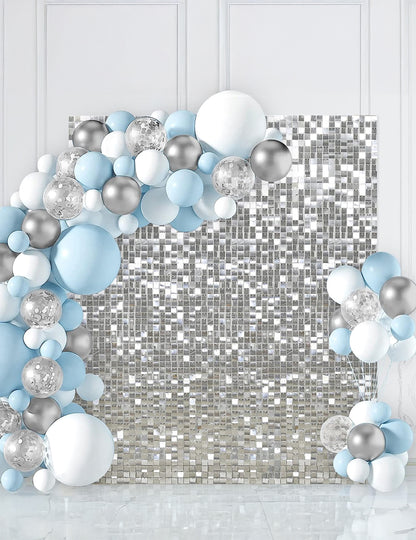 Panneau de fond argent brillant pour fête argenté à sequins
