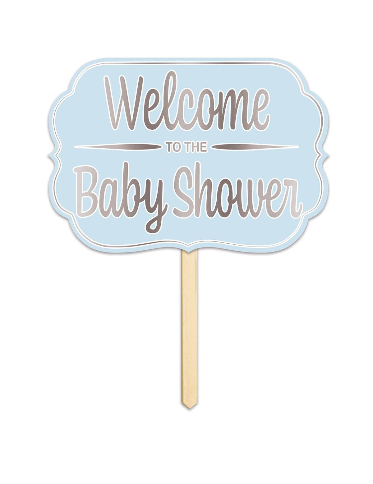 Kartonska ploča Welcome to the baby shower plava s drvenim štapićem
