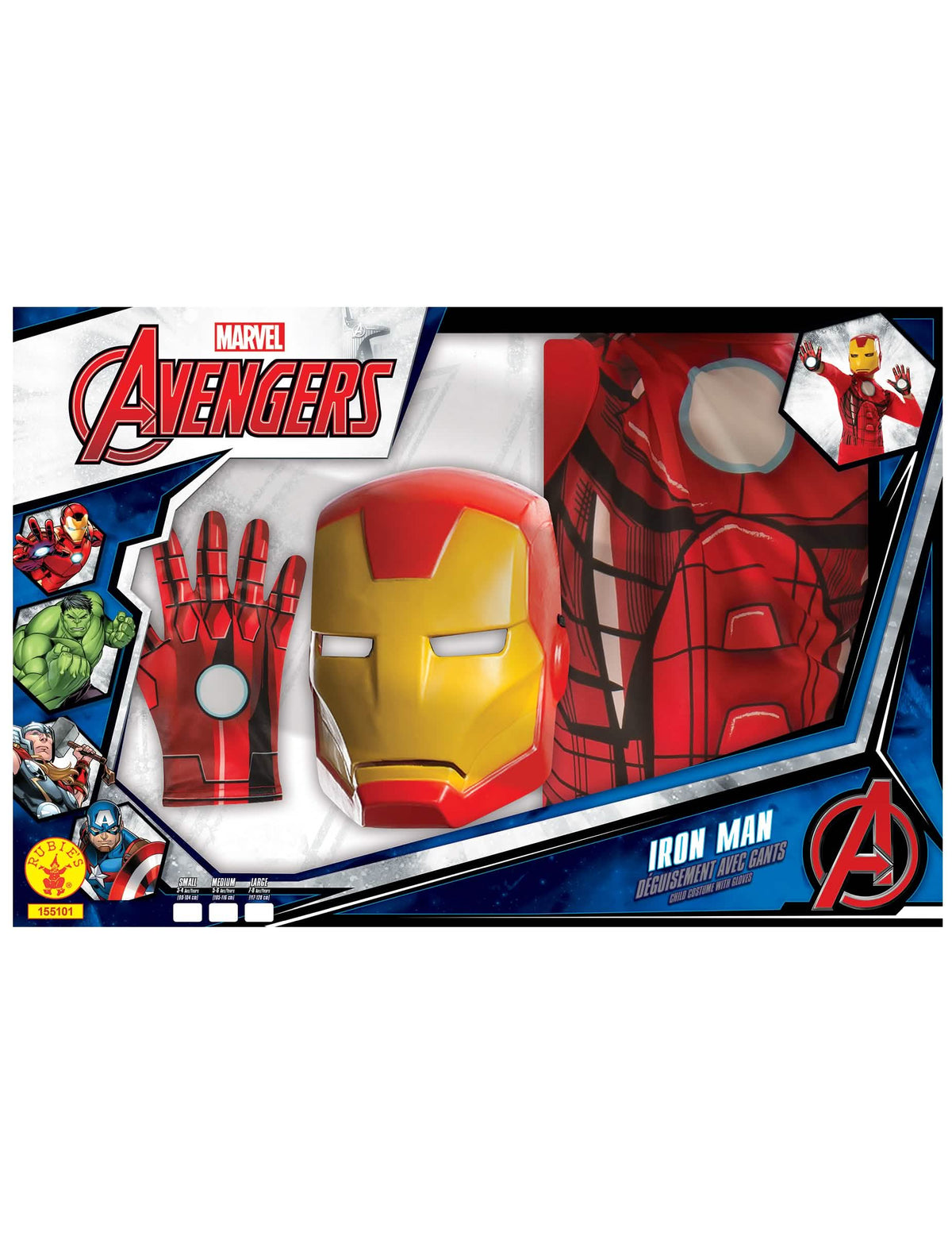 Pogled na pakiranje klasičnog kompleta Iron Man za dječak