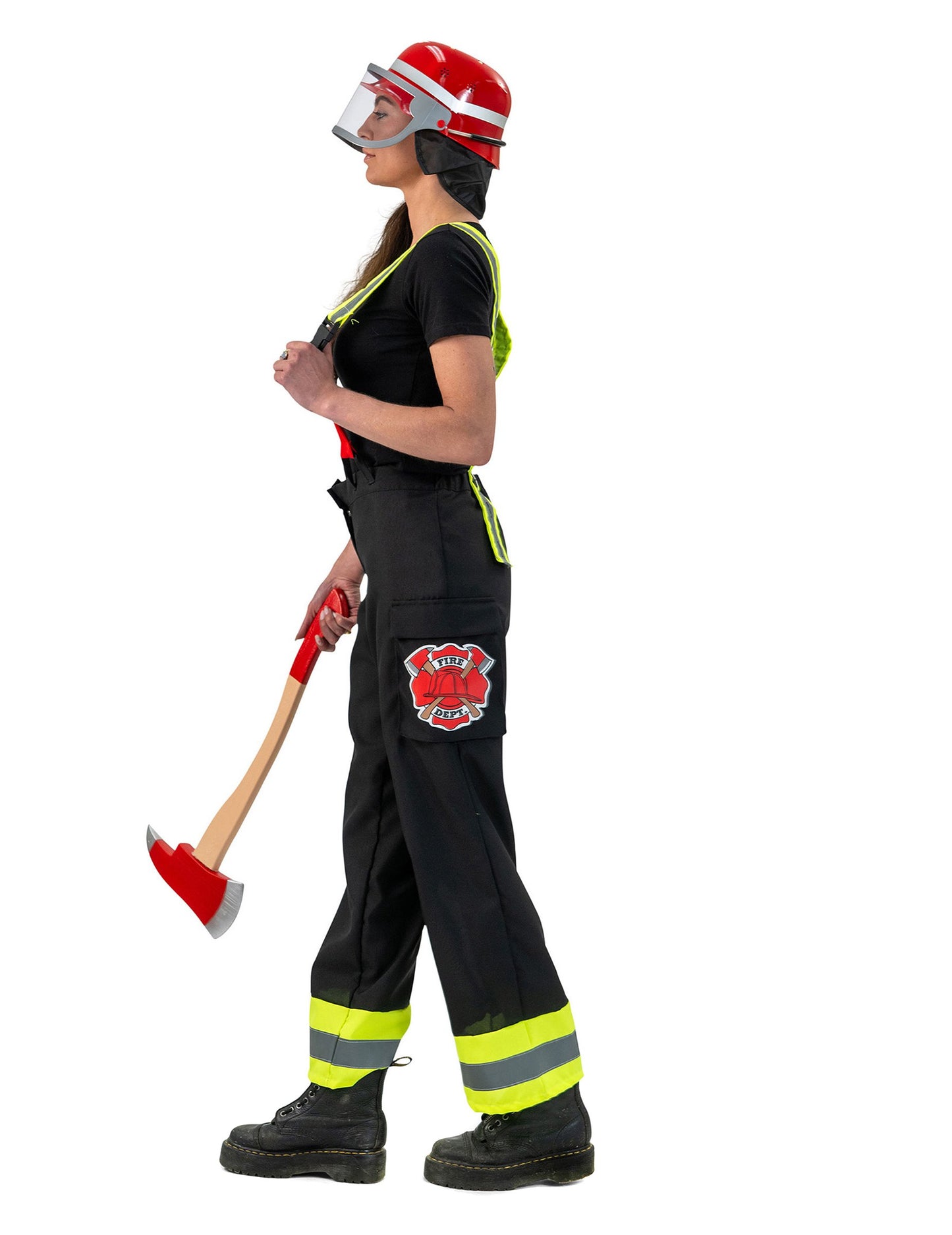 Ženske crne vatrogasne hlače s naramenicama