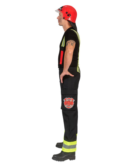 Muške crne vatrogasne hlače s naramenicama