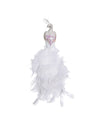 Paon sur pinces paon pour décoration blanc avec plumes et paillettes