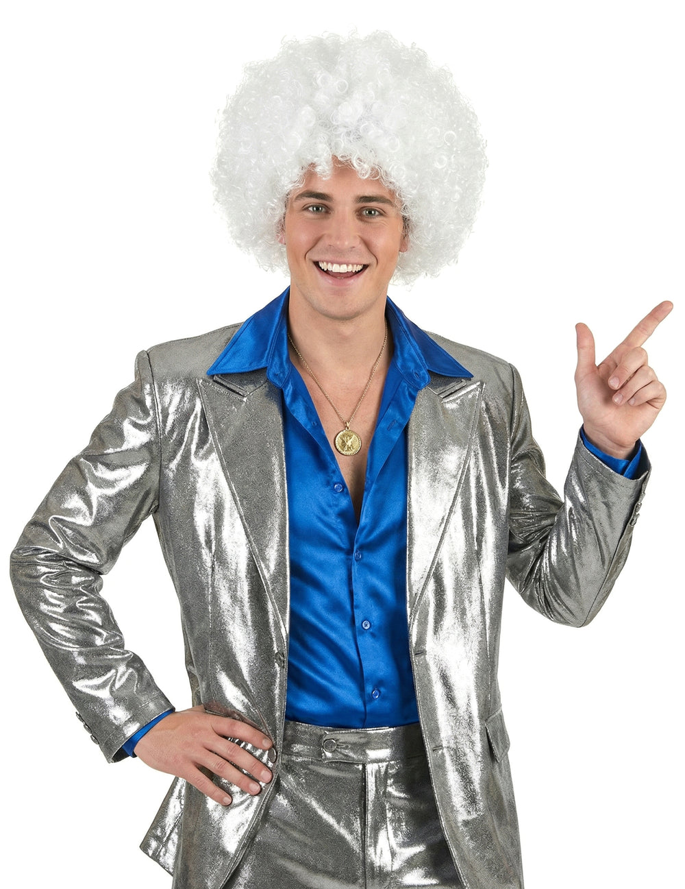 Vue de face de la perruque afro pour adulte