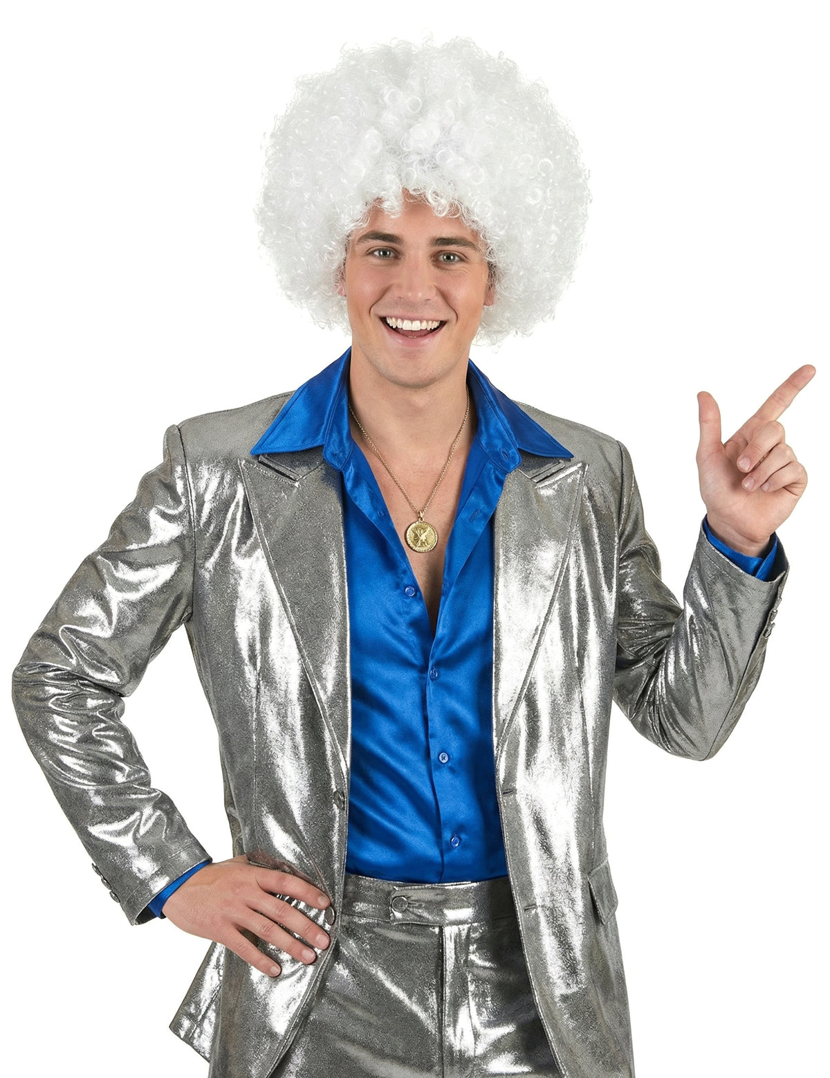 Vue de face de la perruque afro pour adulte