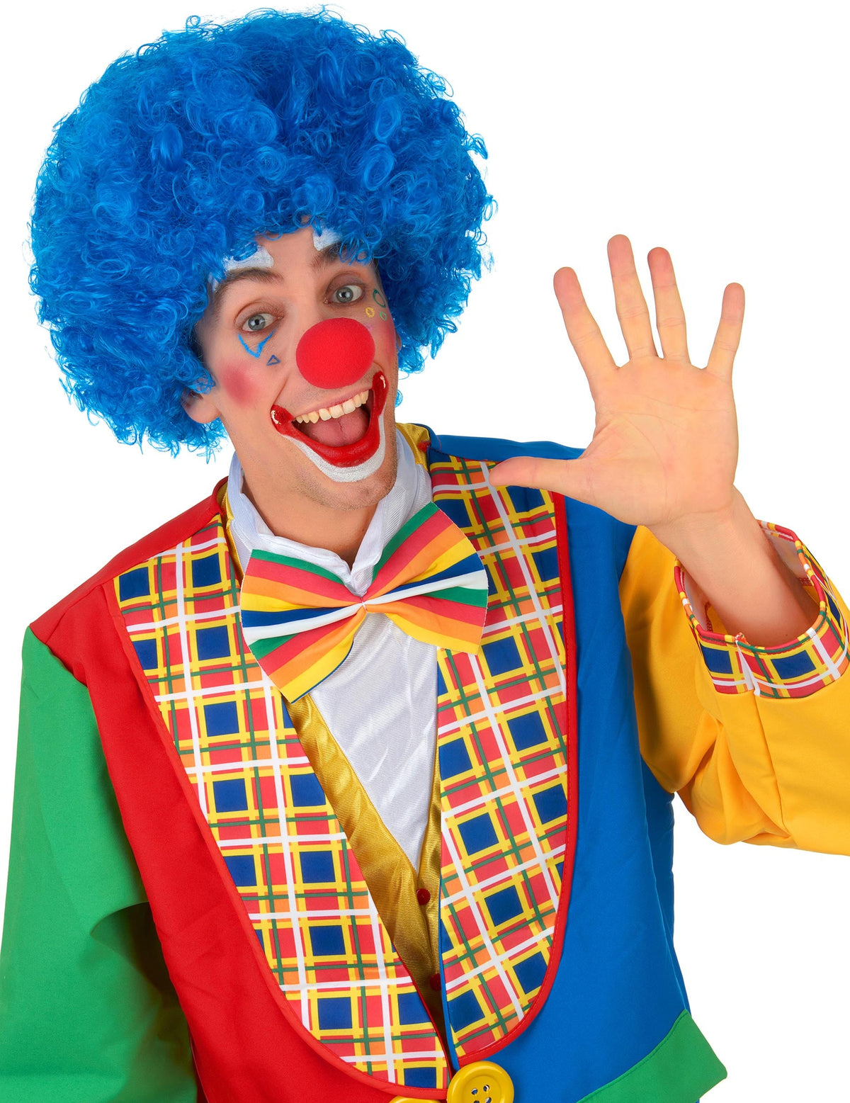 Vue de face de la perruque de clown pour adulte