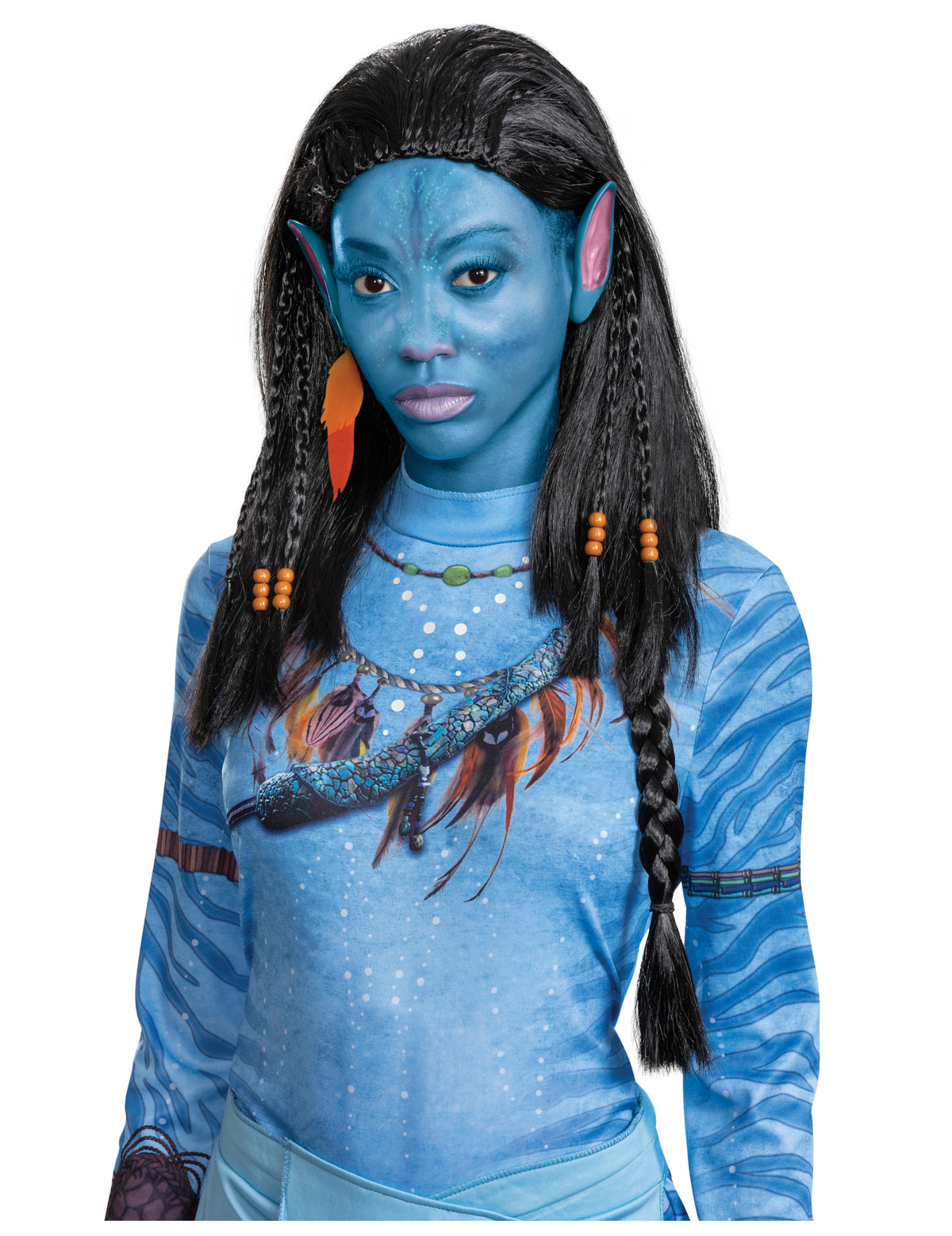 Perruque Avatar Neytiri™ pour femme noire avec tresses et perles