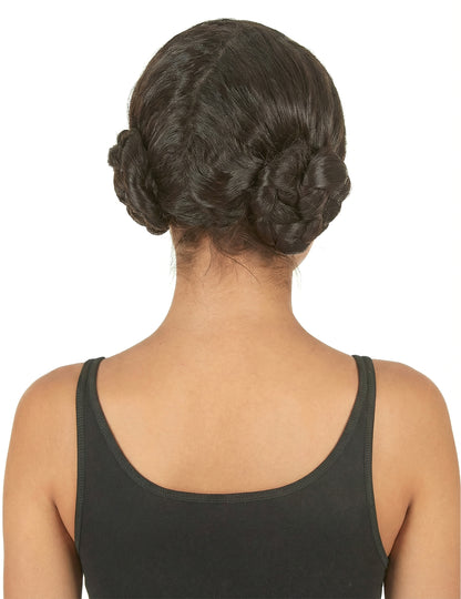 Vue de dos de la perruque avec chignon pour femme