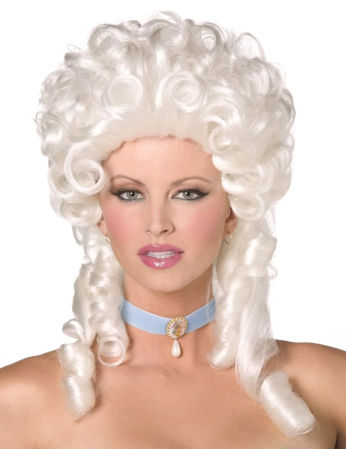 Perruque bouclée baroque pour femme blanche