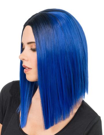 Odrasla električna plava kvadratna perika