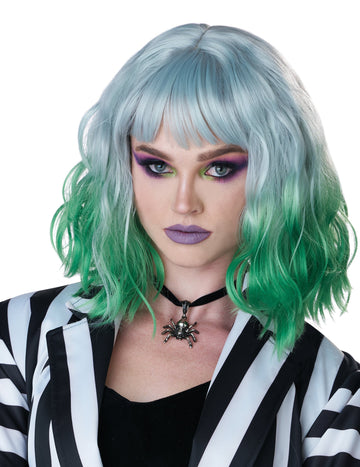 Luksuzna siva i zelena perika duha za žene