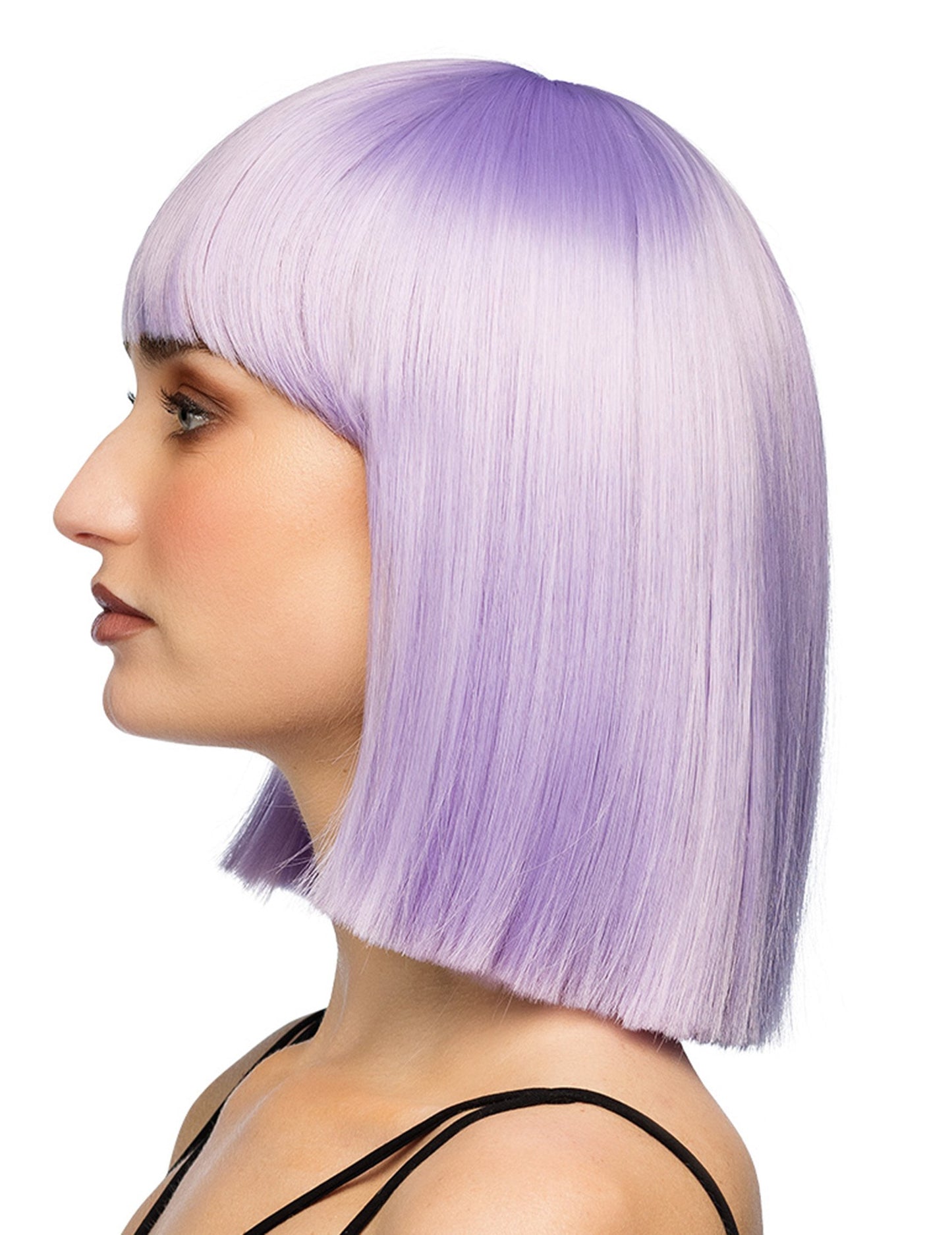 Luksuzna pastelno-lila perika s kvadratnim rezom za odrasle 