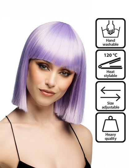 Luksuzna pastelno-lila perika s kvadratnim rezom za odrasle 