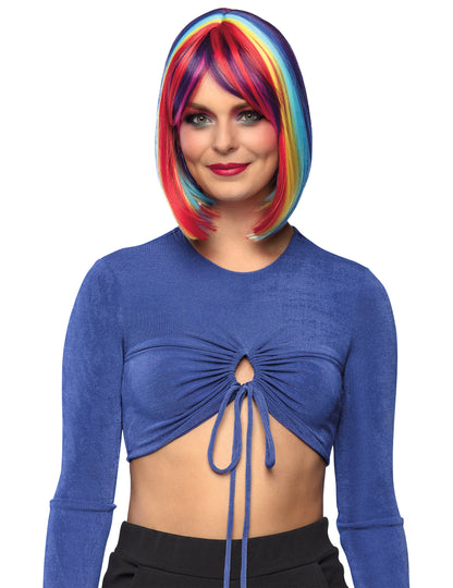 Duga kvadratna perika s raznobojnim fitima