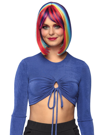 Duga kvadratna perika s raznobojnim fitima