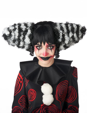 Odrasli luksuzni crno -bijeli zli klaunski perika