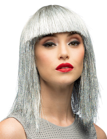 Ženska srebrna iridescentna perika