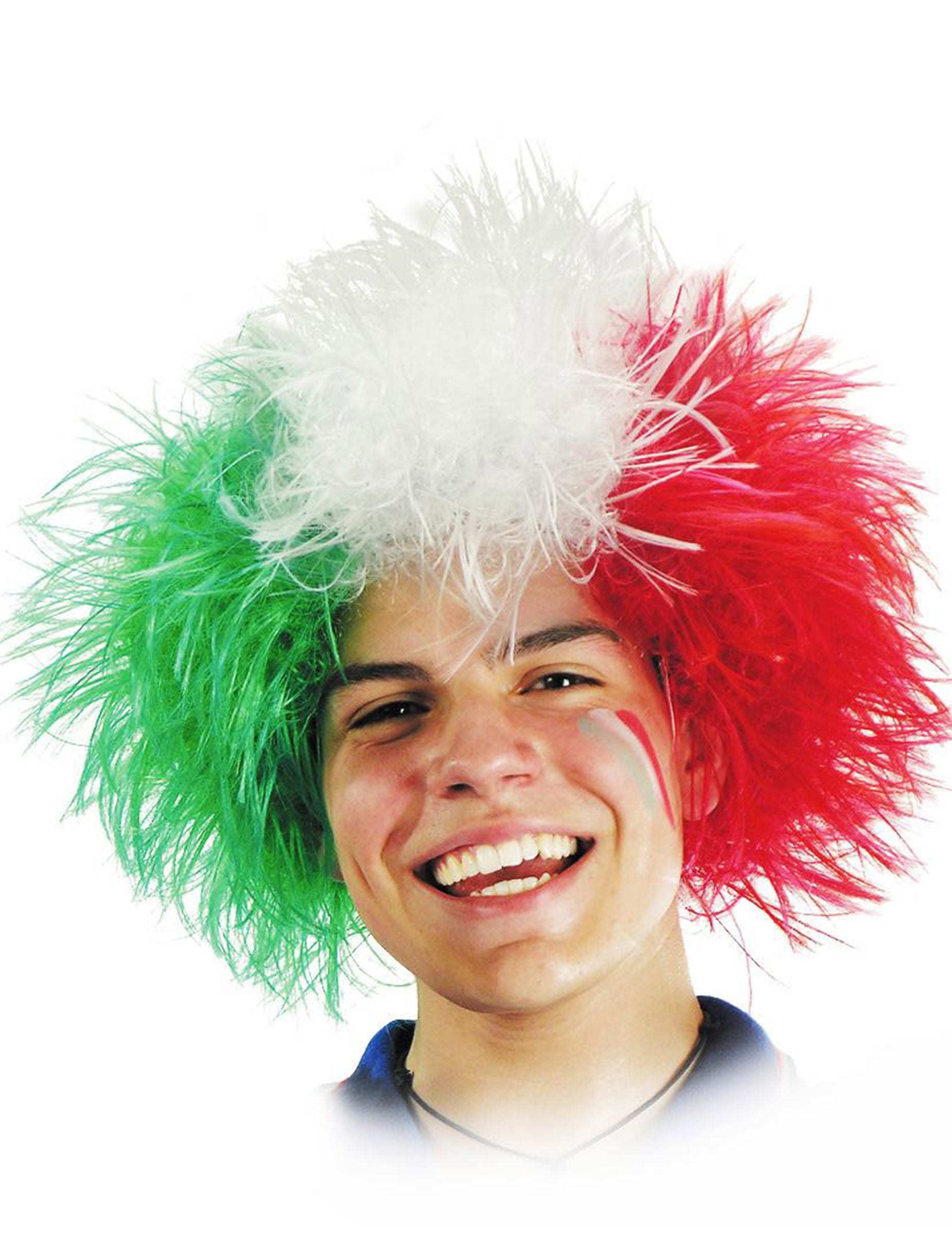 Perruque Italie pour adulte verte blanche et rouge