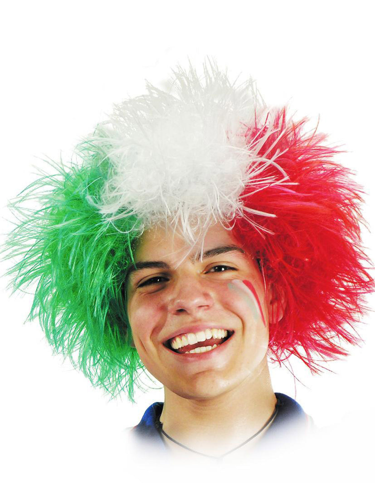Perruque Italie pour adulte verte blanche et rouge