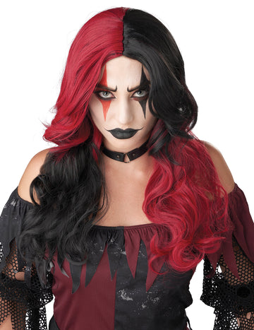 Luksuzna crna i crvena perika Joker za žene