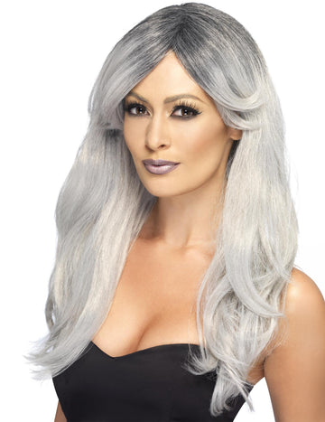 Duga perika sa sivom degradiranom šiškama žena