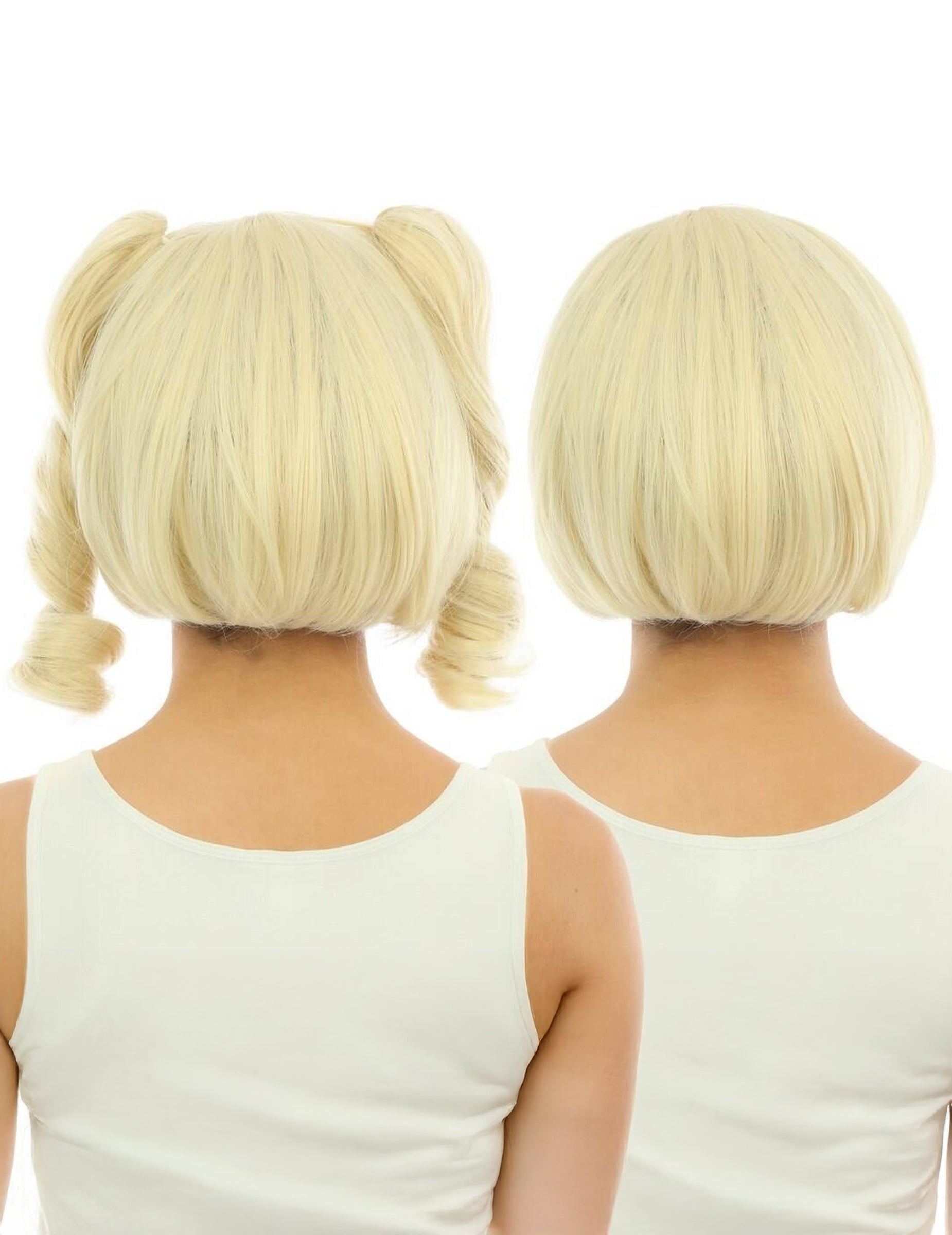 Vues de dos de la perruque manga pour femme blonde