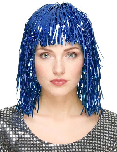 Perruque métallique bleue adulte