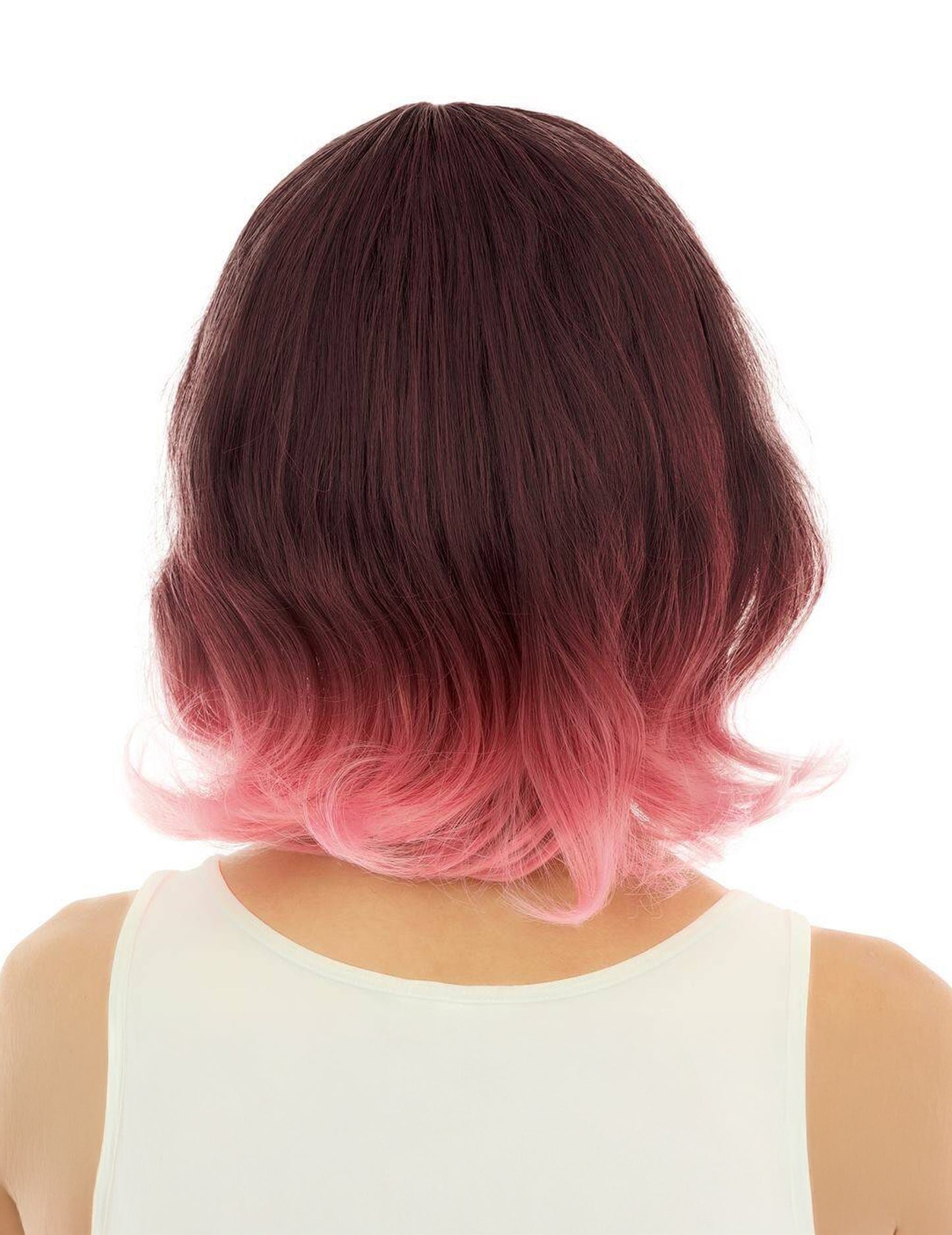 Luksuzna perika za odrasle, ružičasta, srednje duljine, s tie-dye uzorkom