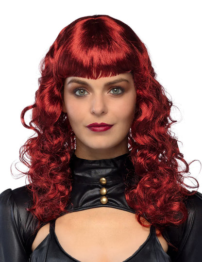 Valovita perika s tamnocrvenom šiškom za odrasle 