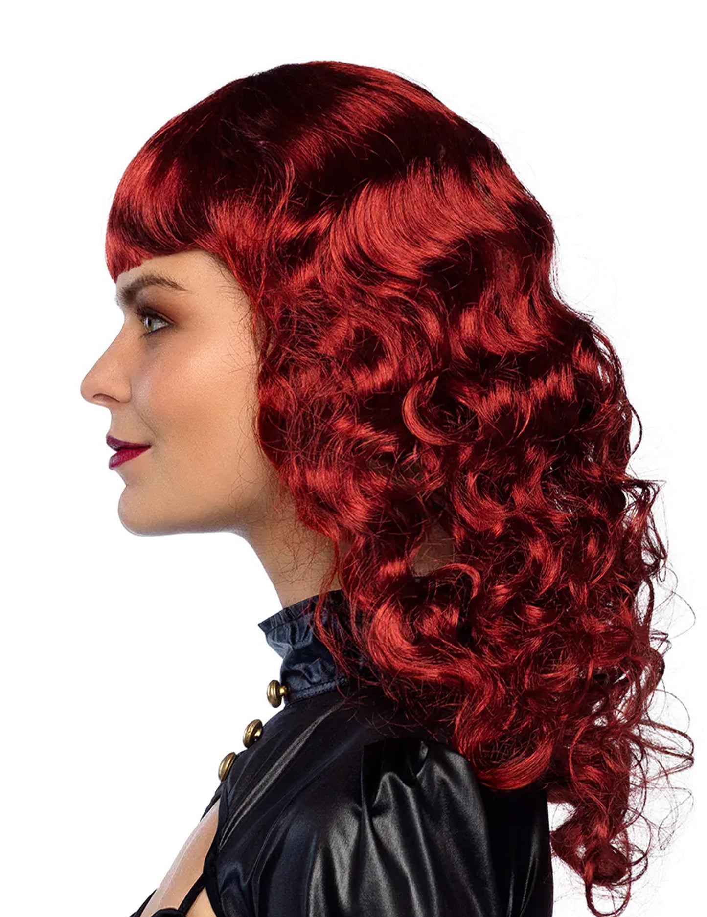 Valovita perika s tamnocrvenom šiškom za odrasle 