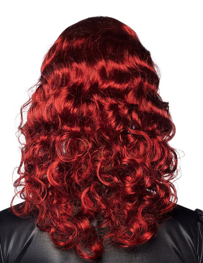 Valovita perika s tamnocrvenom šiškom za odrasle 