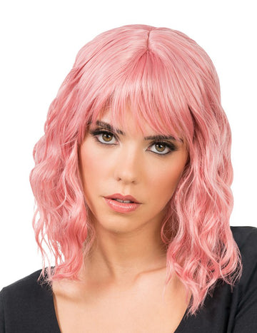 Odrasla pastelna ružičasta valovita perika