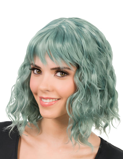 Zelena valovita perika za žene 