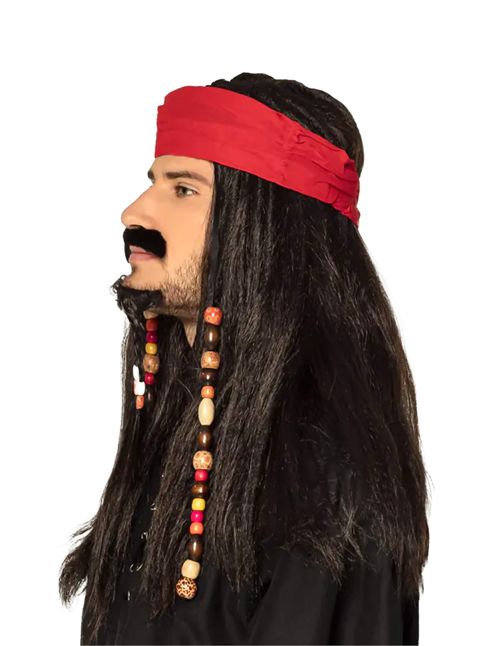 Bočni prikaz piratske perike s bandanom za muškarac