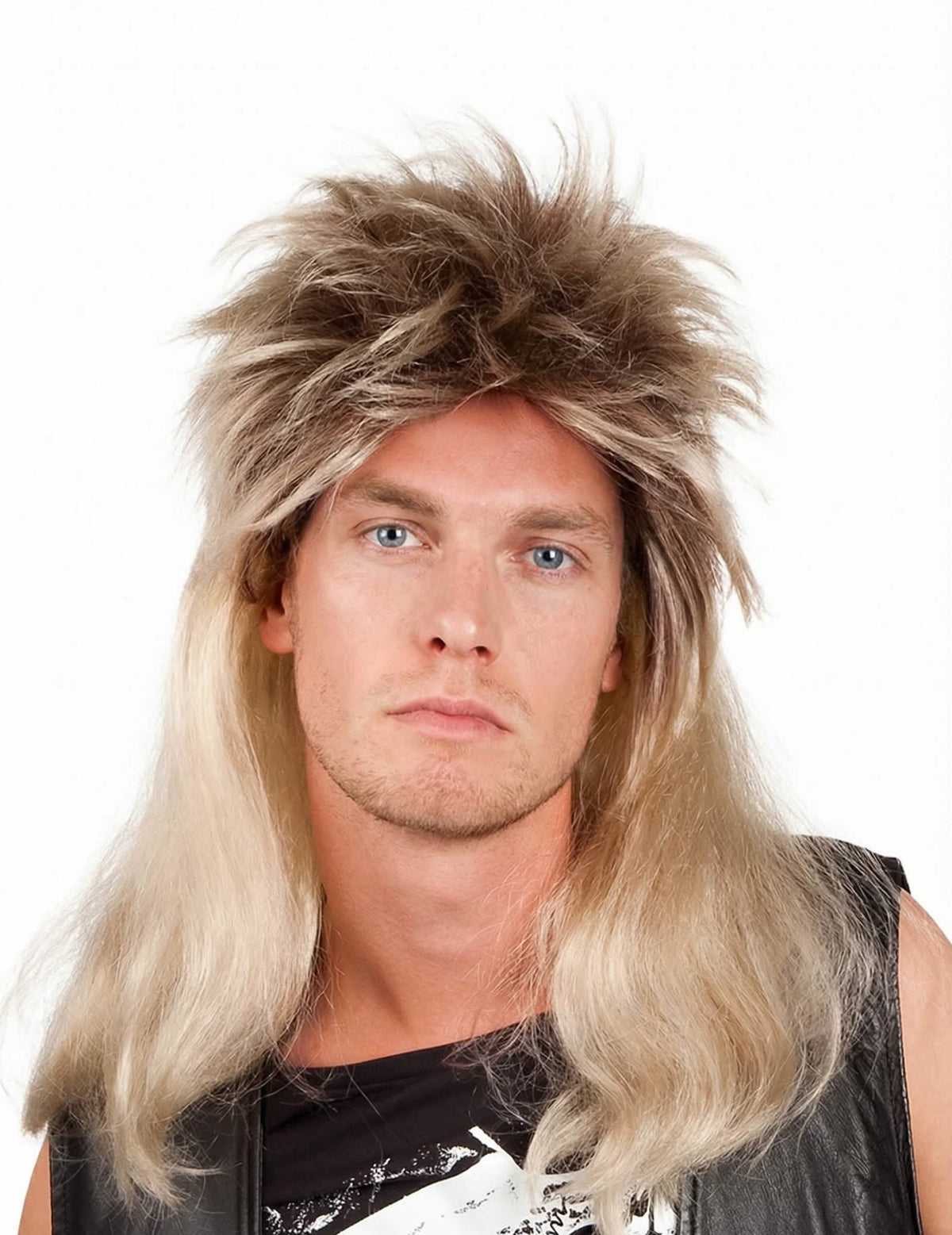 Raskošna plava pop rock perika za muškarac u stilu mullet