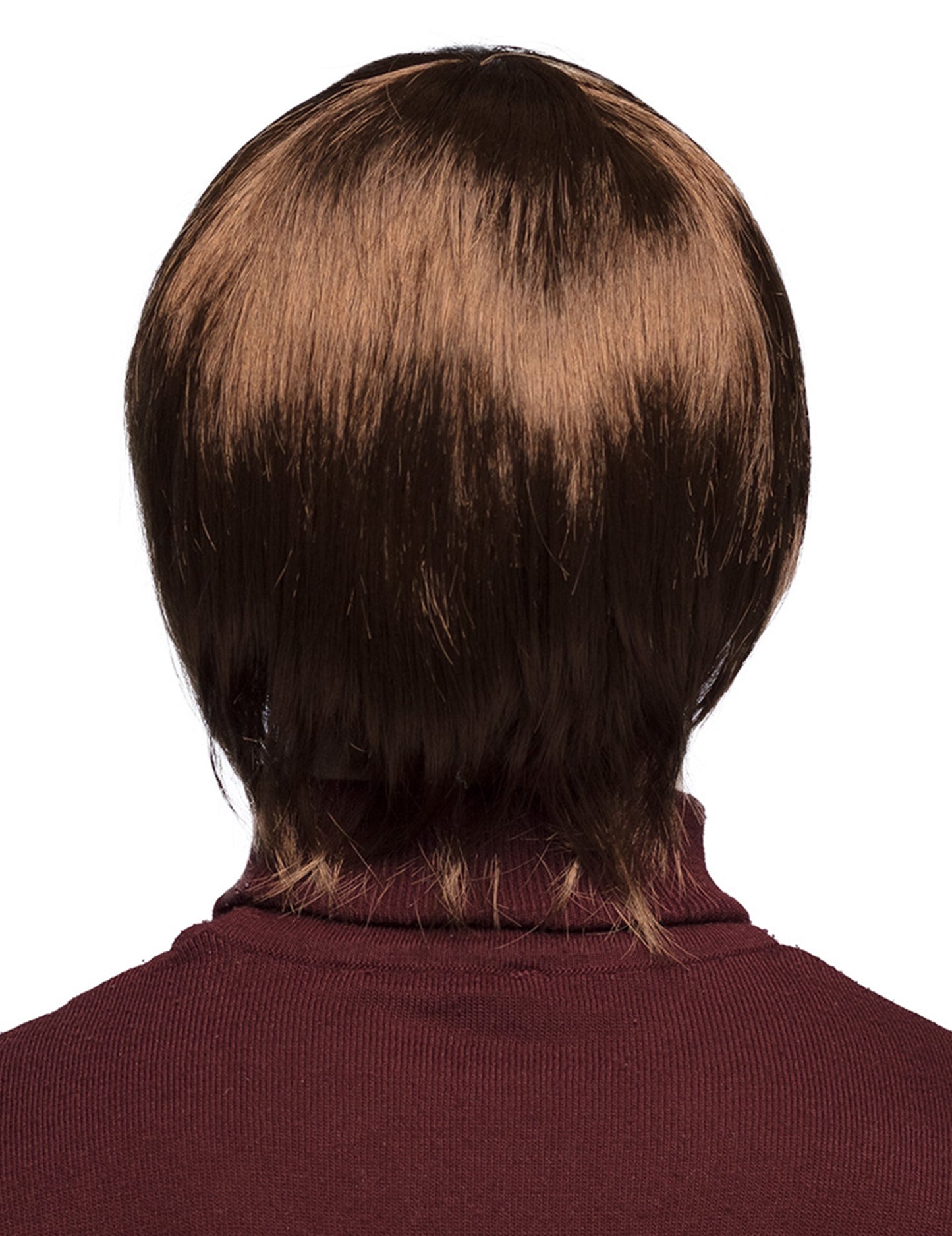 Perruque pop star anglaise pour homme châtain vue de dos