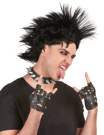 Muška crna punk perika