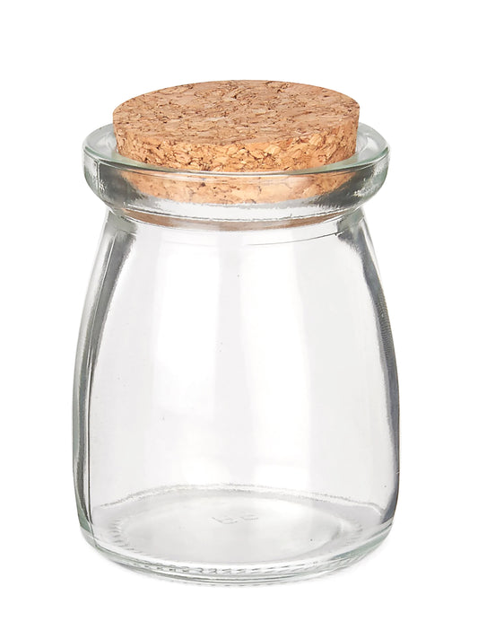 Petit pot en verre pour dragées transparent avec bouchon en liège