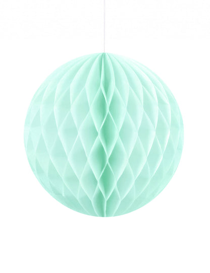 Mala mint zelena papirnata kugla s ćelijastom strukturom 10 cm za vješanje 