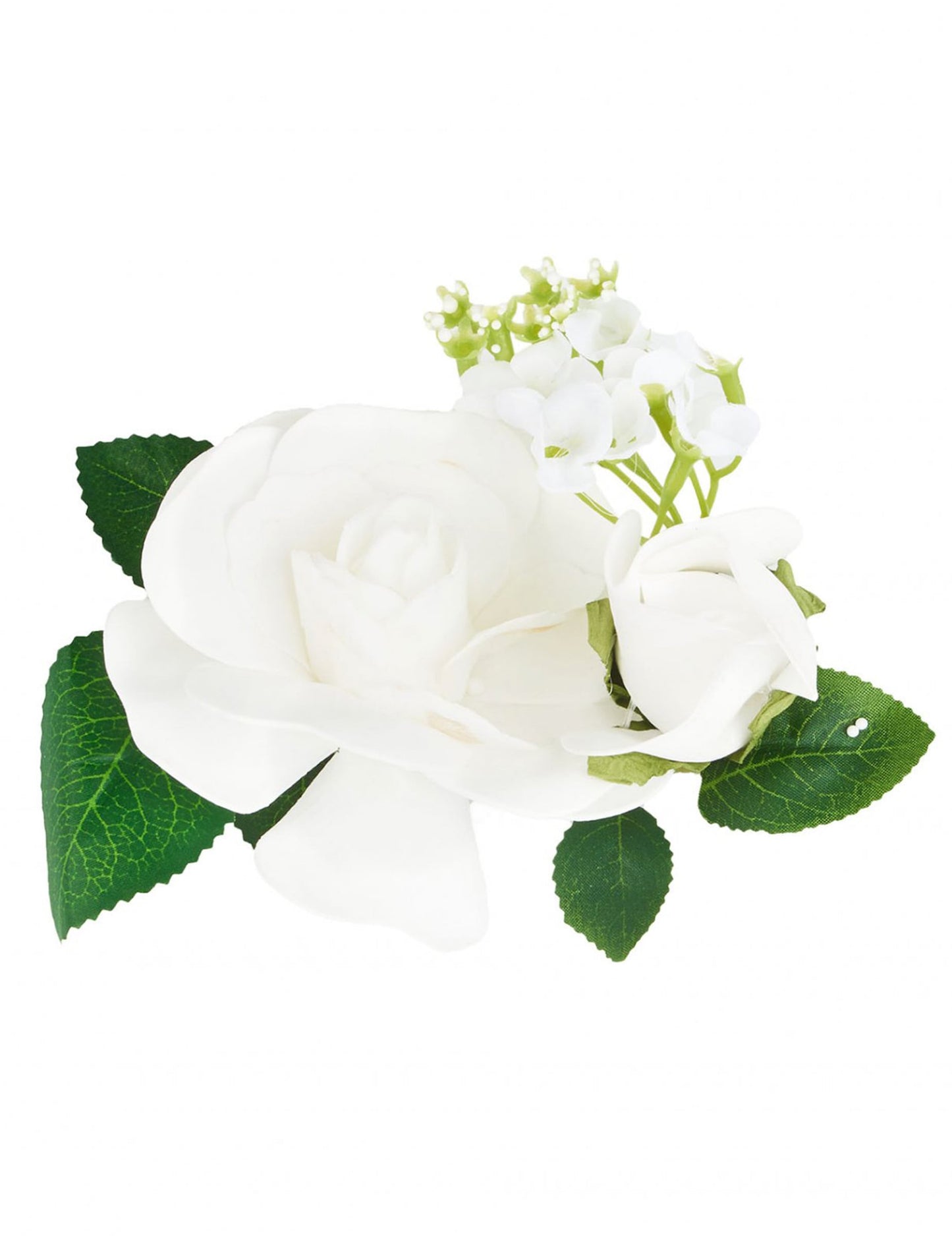 Petite composition fleurs artificielles mariage pour centre de table blanches