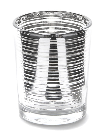 Stakleni svijećnjak sa srebrnim prugama 7 x 5,5 cm za svijeću 