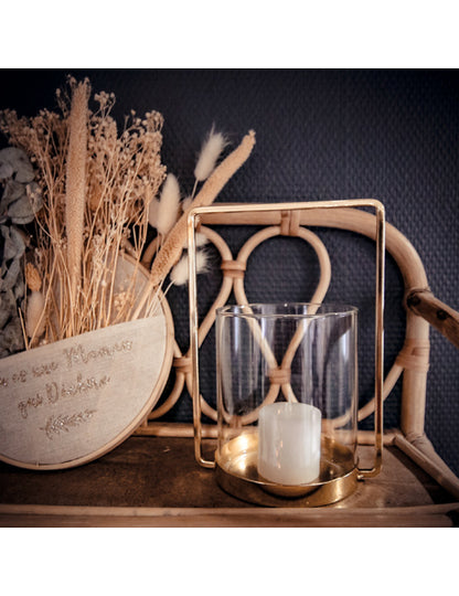 Stakleni svijećnjak sa zlatnim okvirom 19,5 cm za vjenčanje