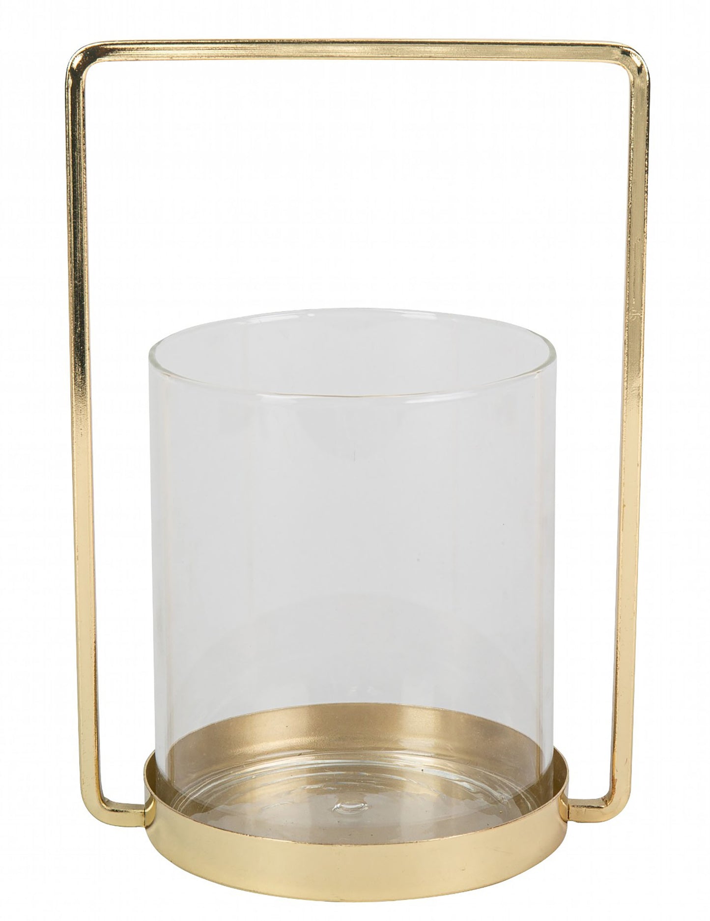 Stakleni svijećnjak sa zlatnim okvirom 19,5 cm za vjenčanje