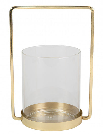 Photophore en verre pour mariage doré cadré