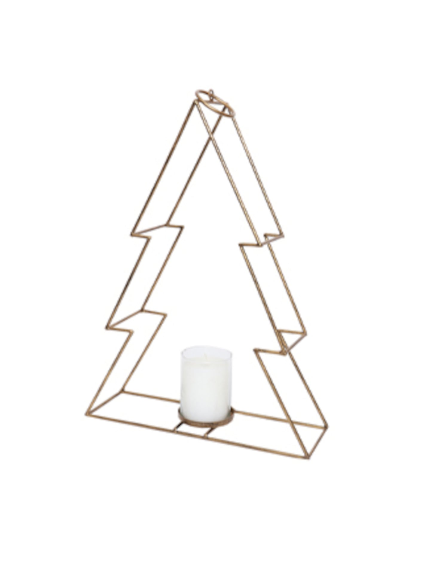 Zlatni metalni držač za svijeće u obliku božićnog drvca 34 cm šik dekor