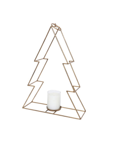 Zlatni metalni držač za svijeće u obliku božićnog drvca 34 cm šik dekor