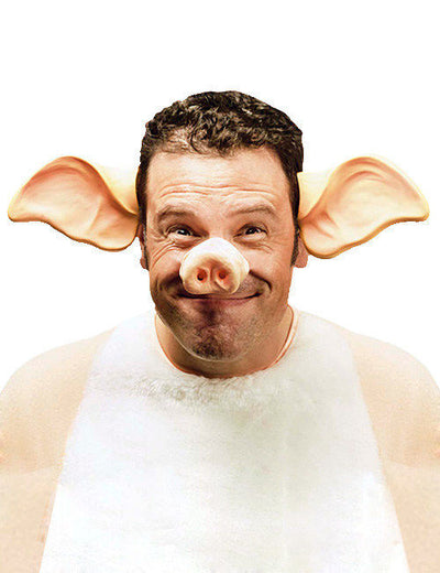 Serre-tête oreilles de cochon pour adulte rose avec groin