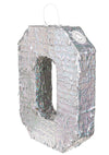 Piñata chiffre 0 pour fête holographique argent