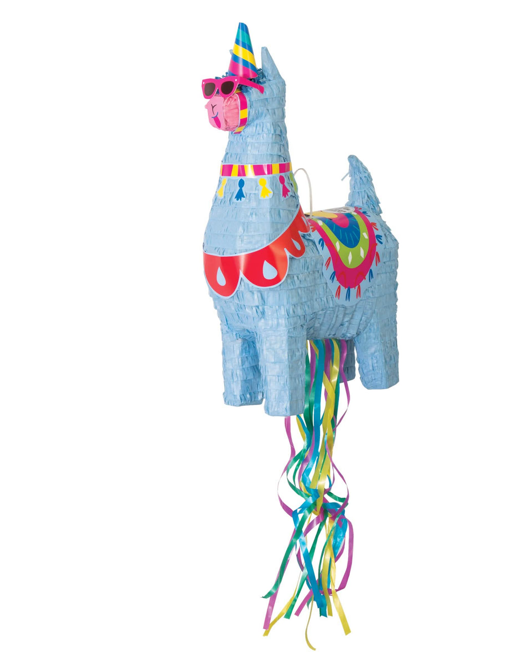 Piñata lama za zabavu plava s ružičastim naočale i šiljastim šeširom